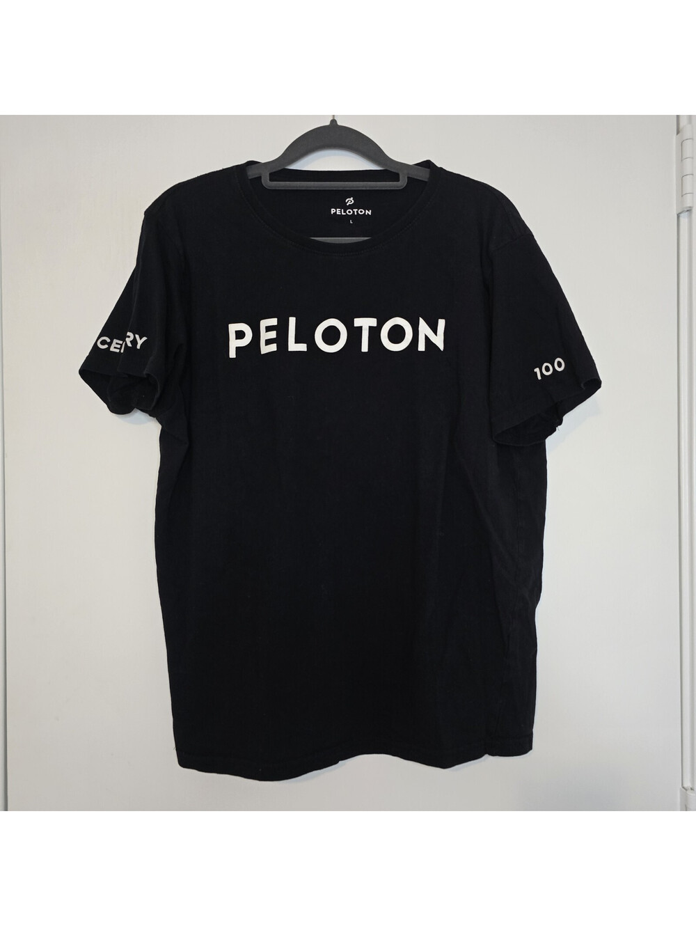 Peloton Century Club Graphic Short Sleeve T-Shirt Black Size L 100th Ride